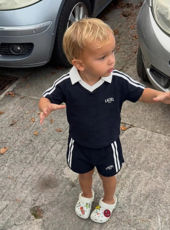 Retro Stripe Polo Set