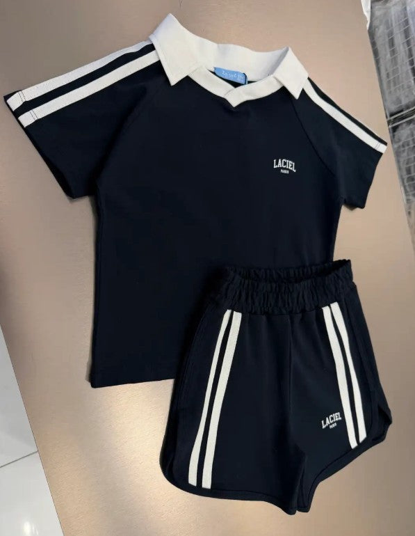 Retro Stripe Polo Set